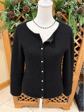 Sézane La Maille Black Mohair Alpaca Cardigan Small